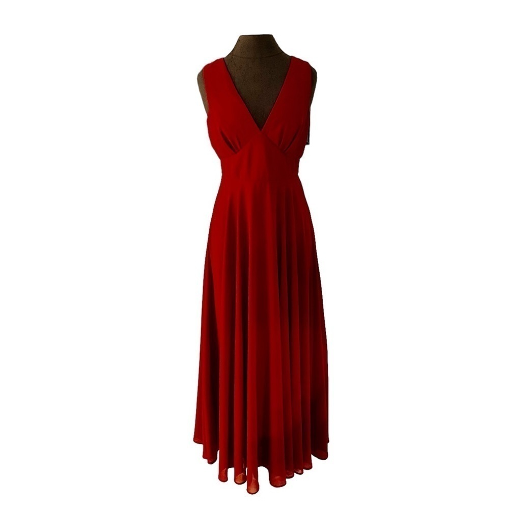 Lulus Maroon Burgundy Wine Maxi Chiffon Gown Bridesmaid Medium